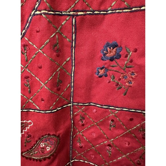 Vtg 90 Bobbie Brooks Woman PL Vest Floral Embroidered Patchwork Fairy Whimsigoth - Picture 4 of 16